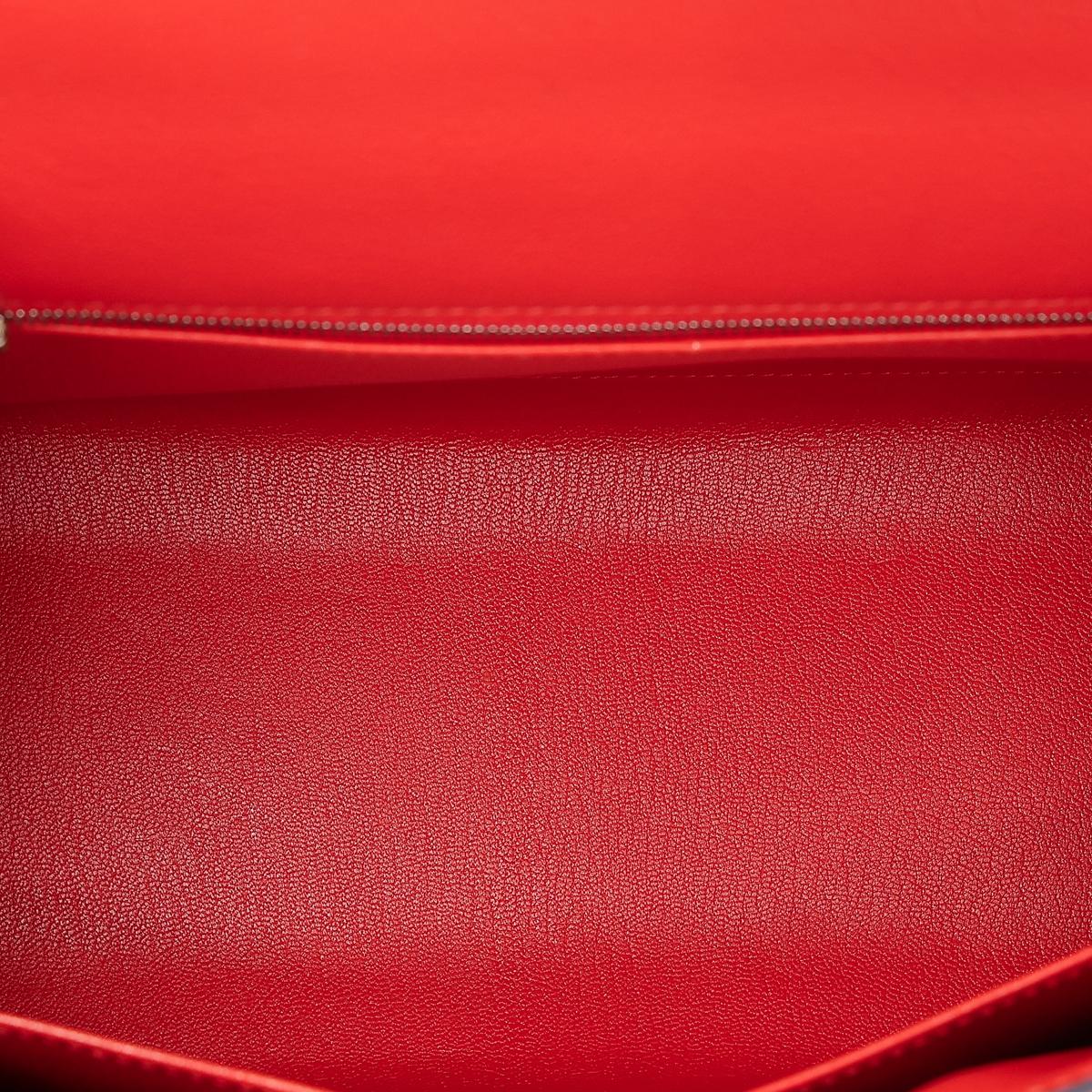 HERMÈS Limited Edition Letter Kelly 28 Kelly Graphie M handbag in Capucine, Jaune Ambre and Blue Obscur Epsom leather, Chevre leather and Sombrero leather with Palladium hardware - 19
