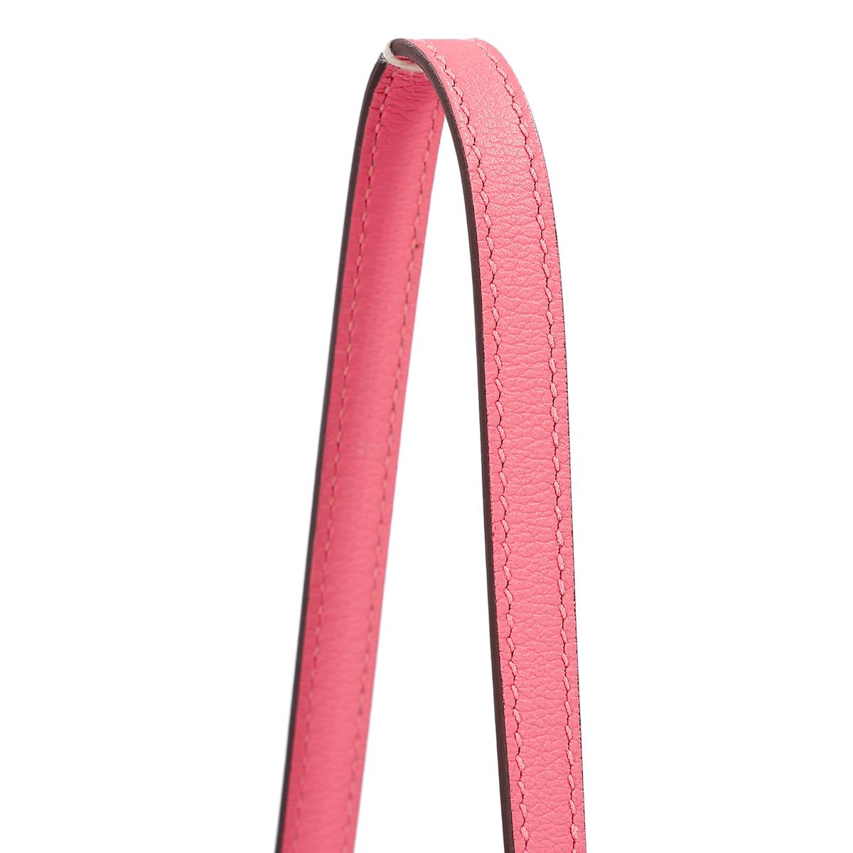 [中古] HERMÈS 爱马仕 Roulis Mini 单肩包 8W Rose Azalee 唇膏粉 Evercolor皮 银扣 - 6