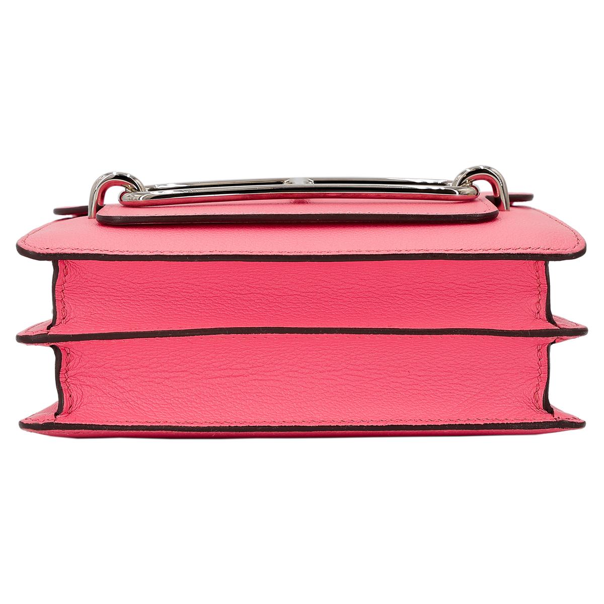 [中古] HERMÈS 爱马仕 Roulis Mini 单肩包 8W Rose Azalee 唇膏粉 Evercolor皮 银扣 - 9