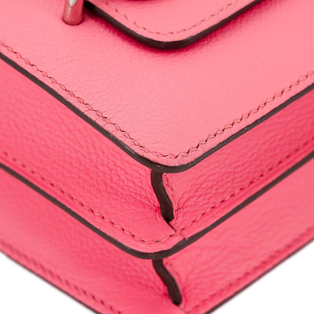 [中古] HERMÈS 爱马仕 Roulis Mini 单肩包 8W Rose Azalee 唇膏粉 Evercolor皮 银扣 - 11