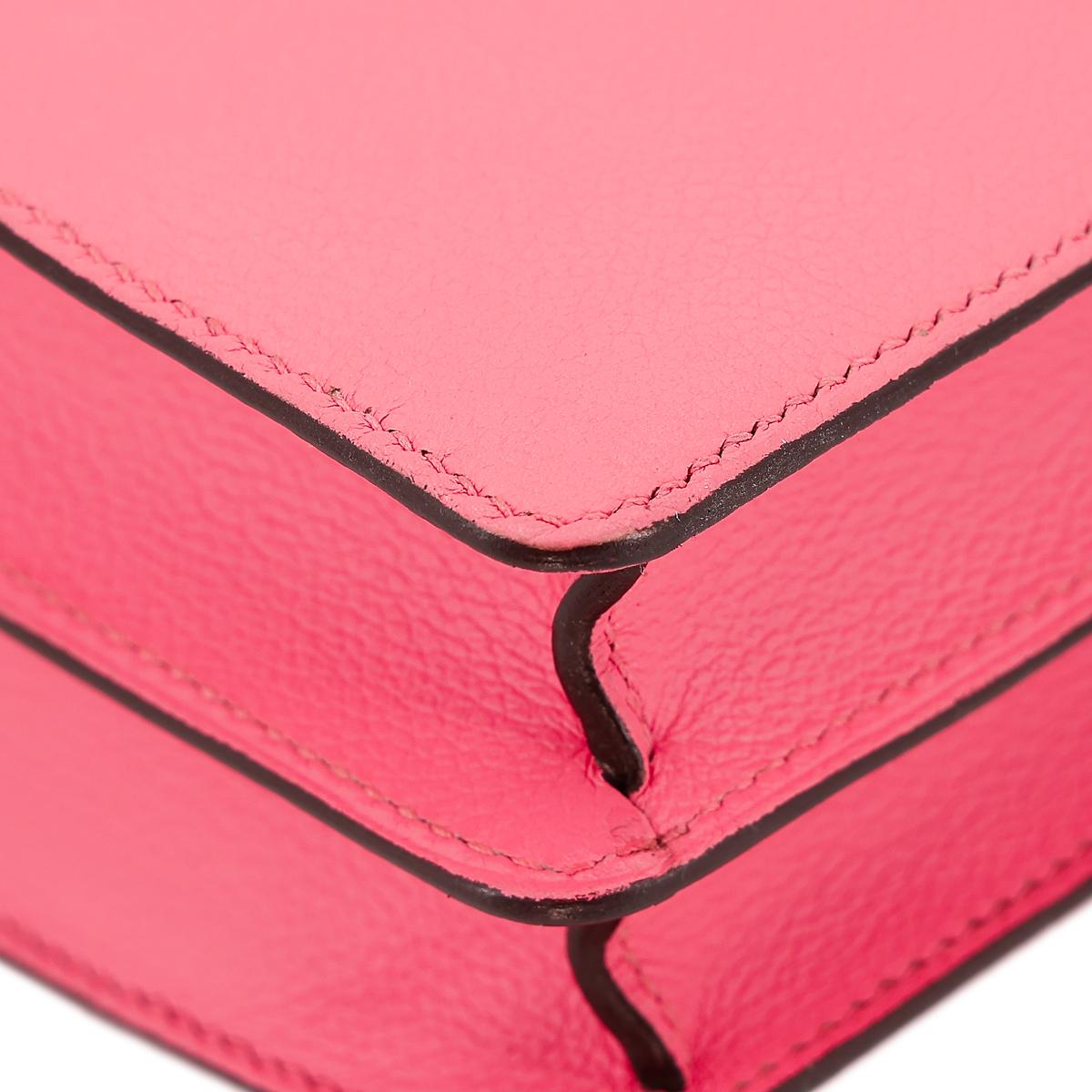 [中古] HERMÈS 爱马仕 Roulis Mini 单肩包 8W Rose Azalee 唇膏粉 Evercolor皮 银扣 - 12