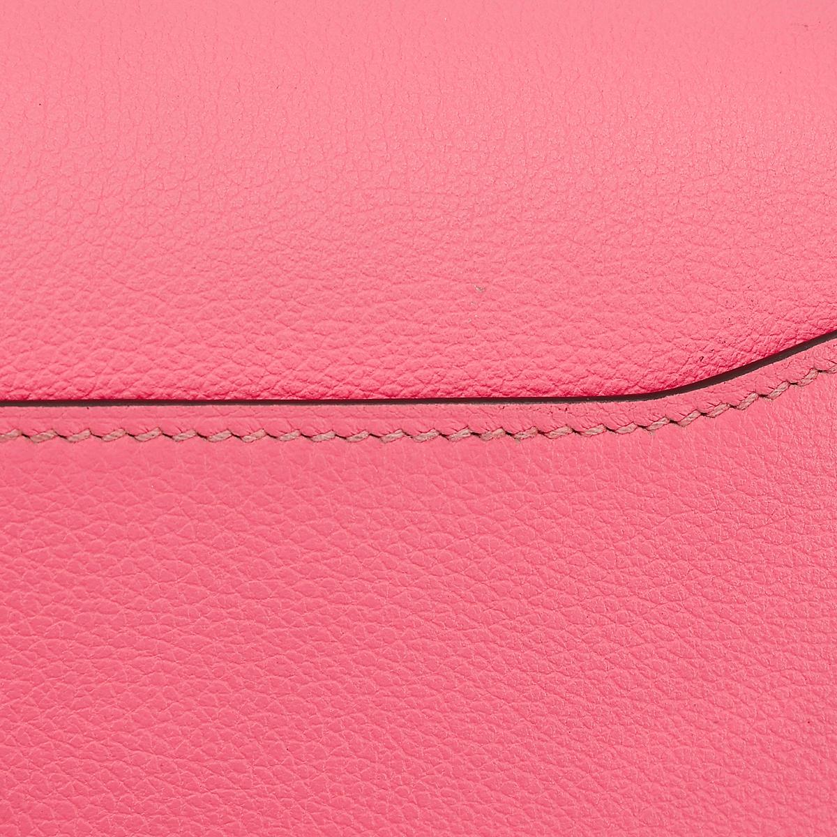 [中古] HERMÈS 爱马仕 Roulis Mini 单肩包 8W Rose Azalee 唇膏粉 Evercolor皮 银扣 - 18