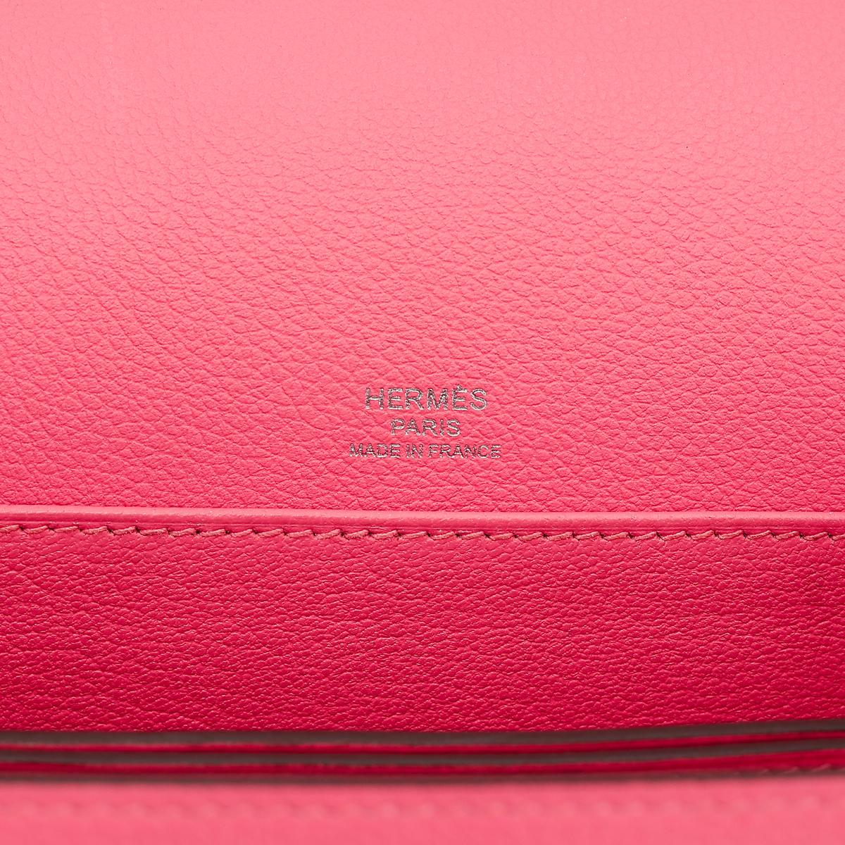 [中古] HERMÈS 爱马仕 Roulis Mini 单肩包 8W Rose Azalee 唇膏粉 Evercolor皮 银扣 - 19