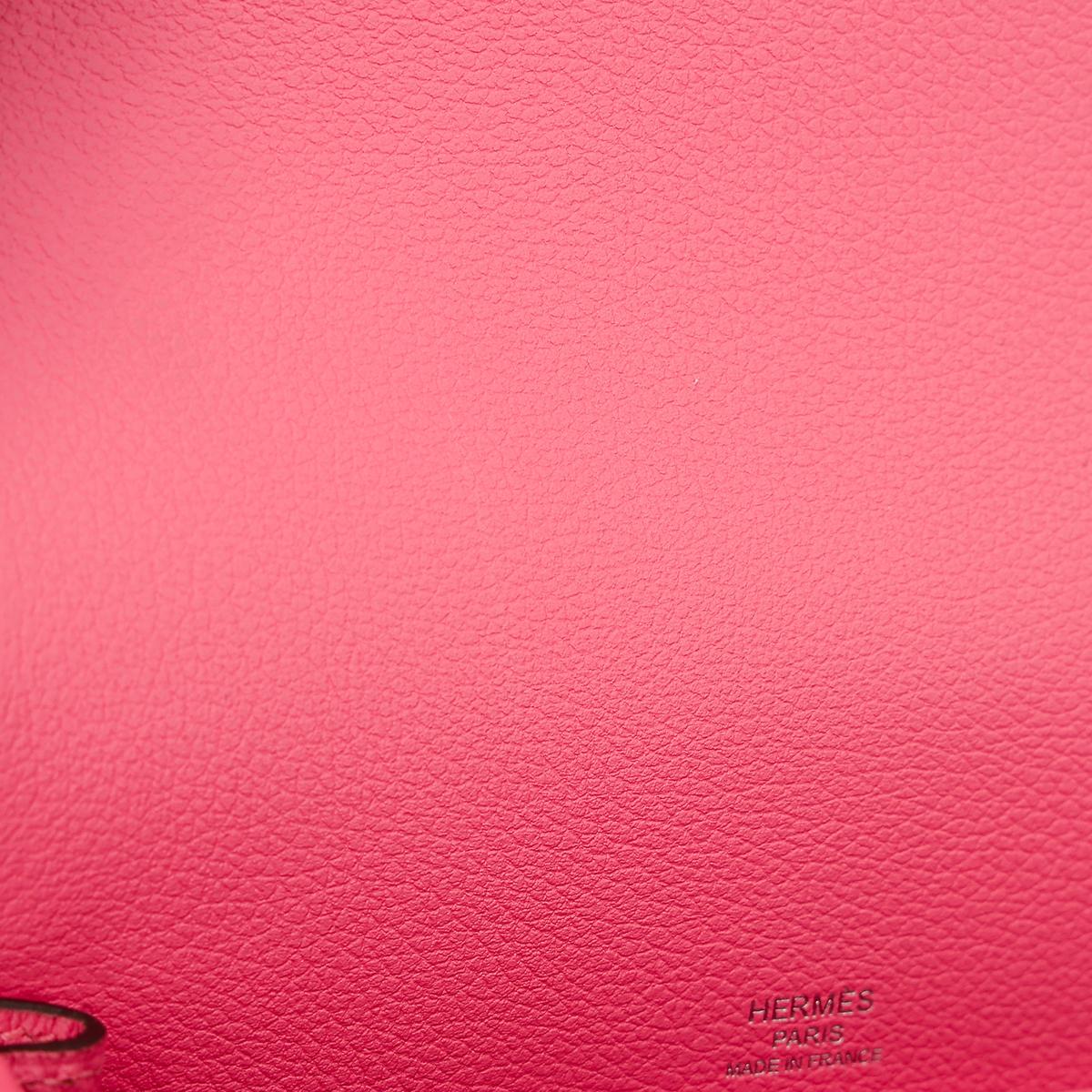 [中古] HERMÈS 爱马仕 Roulis Mini 单肩包 8W Rose Azalee 唇膏粉 Evercolor皮 银扣 - 17