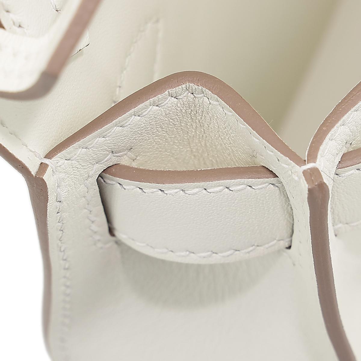 HERMÈS Jypsiere Mini shoulder bag in Mushroom Swift leather with Palladium hardware - 18