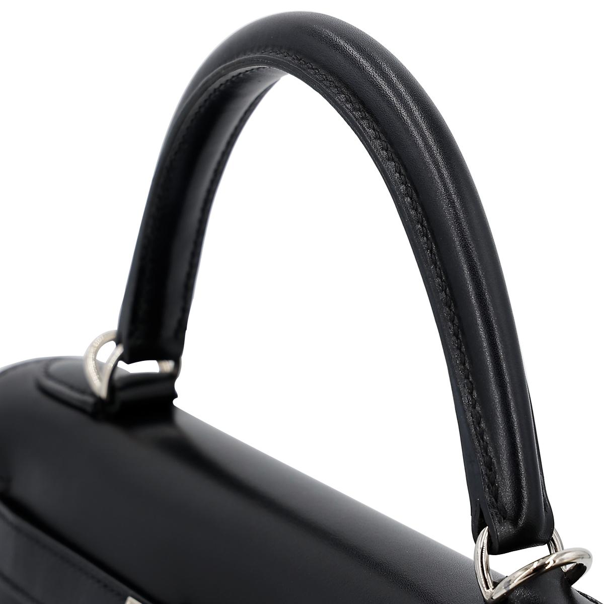 HERMÈS エルメス ハンドバッグ ケリー 28 外縫い ボックスカーフ ブラック ギロッシュ金具 □R刻印 - 6