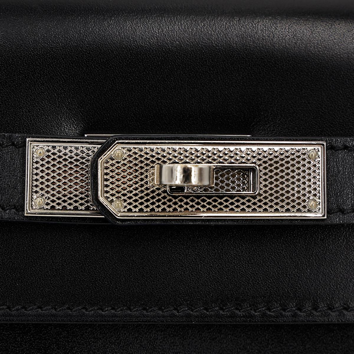 HERMÈS エルメス ハンドバッグ ケリー 28 外縫い ボックスカーフ ブラック ギロッシュ金具 □R刻印 - 12