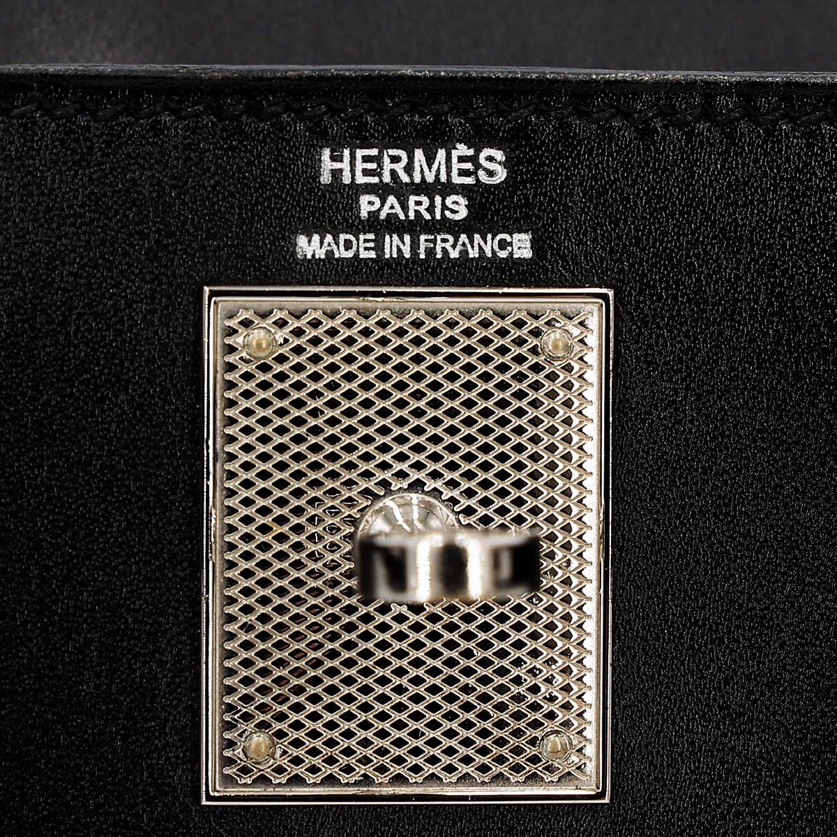 HERMÈS エルメス ハンドバッグ ケリー 28 外縫い ボックスカーフ ブラック ギロッシュ金具 □R刻印 - 15