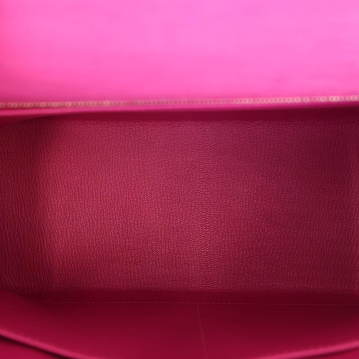 HERMÈS HSS Special Order Ostrich Kelly 28 Sellier handbag in Rose Purple and Gris Agate with Brushed Palladium hardware - 13