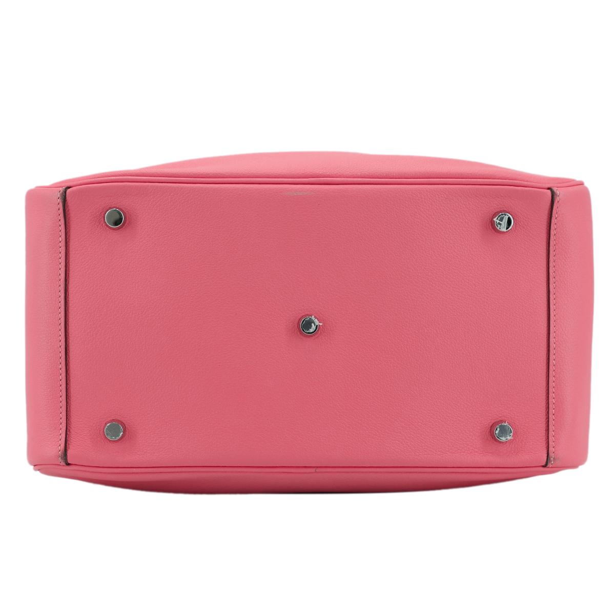 [中古] HERMÈS 愛馬仕 Lindy 30 單肩包 8W Rose Azalee 脣膏粉 Evercolor皮 銀扣 - 6