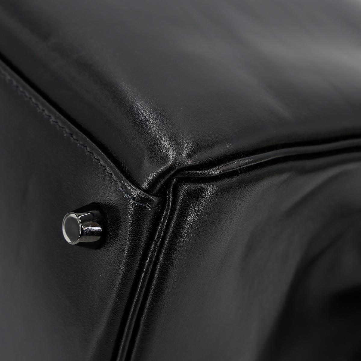 HERMÈS Limited Edition So Black Kelly 35 handbag in Black Box calfskin with Black hardware - 14