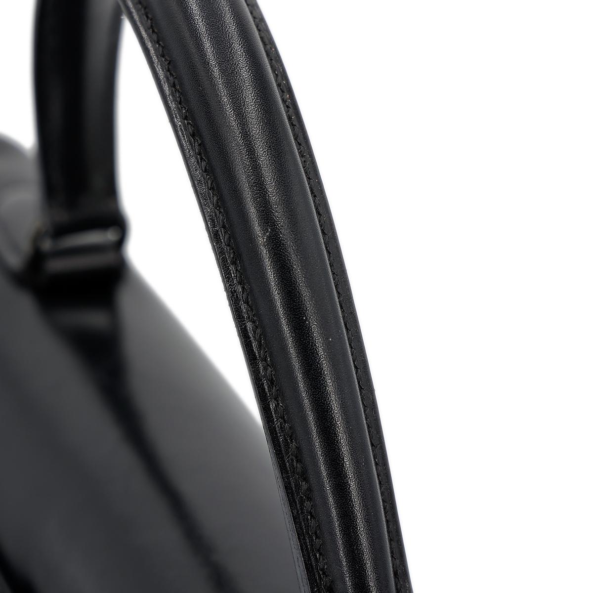 HERMÈS Limited Edition So Black Kelly 35 handbag in Black Box calfskin with Black hardware - 7