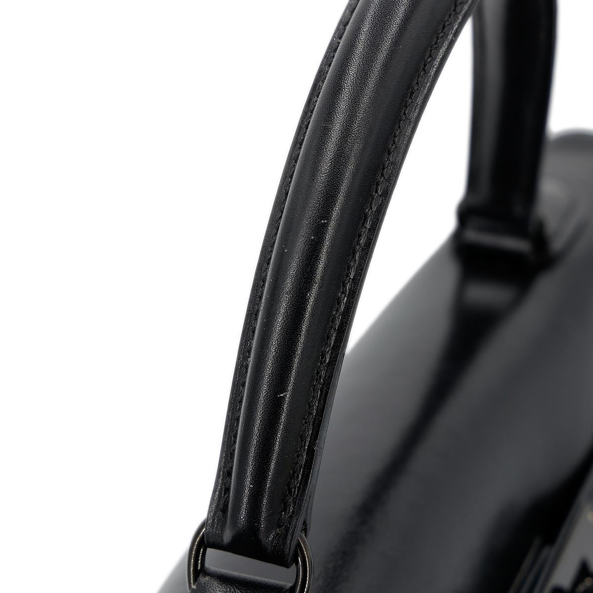 HERMÈS Limited Edition So Black Kelly 35 handbag in Black Box calfskin with Black hardware - 8