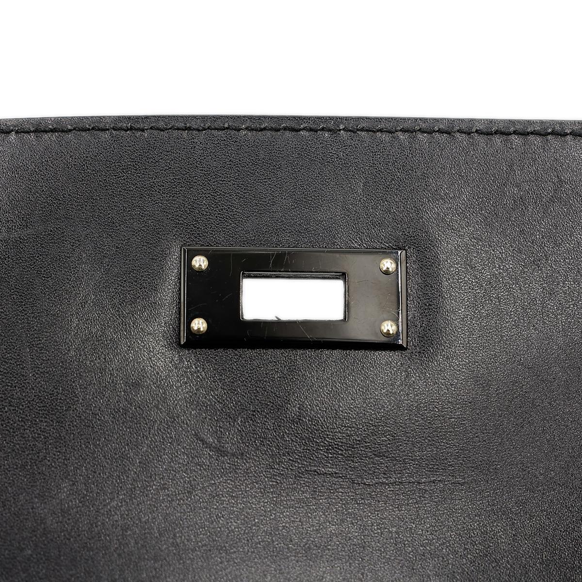 HERMÈS Limited Edition So Black Kelly 35 handbag in Black Box calfskin with Black hardware - 20