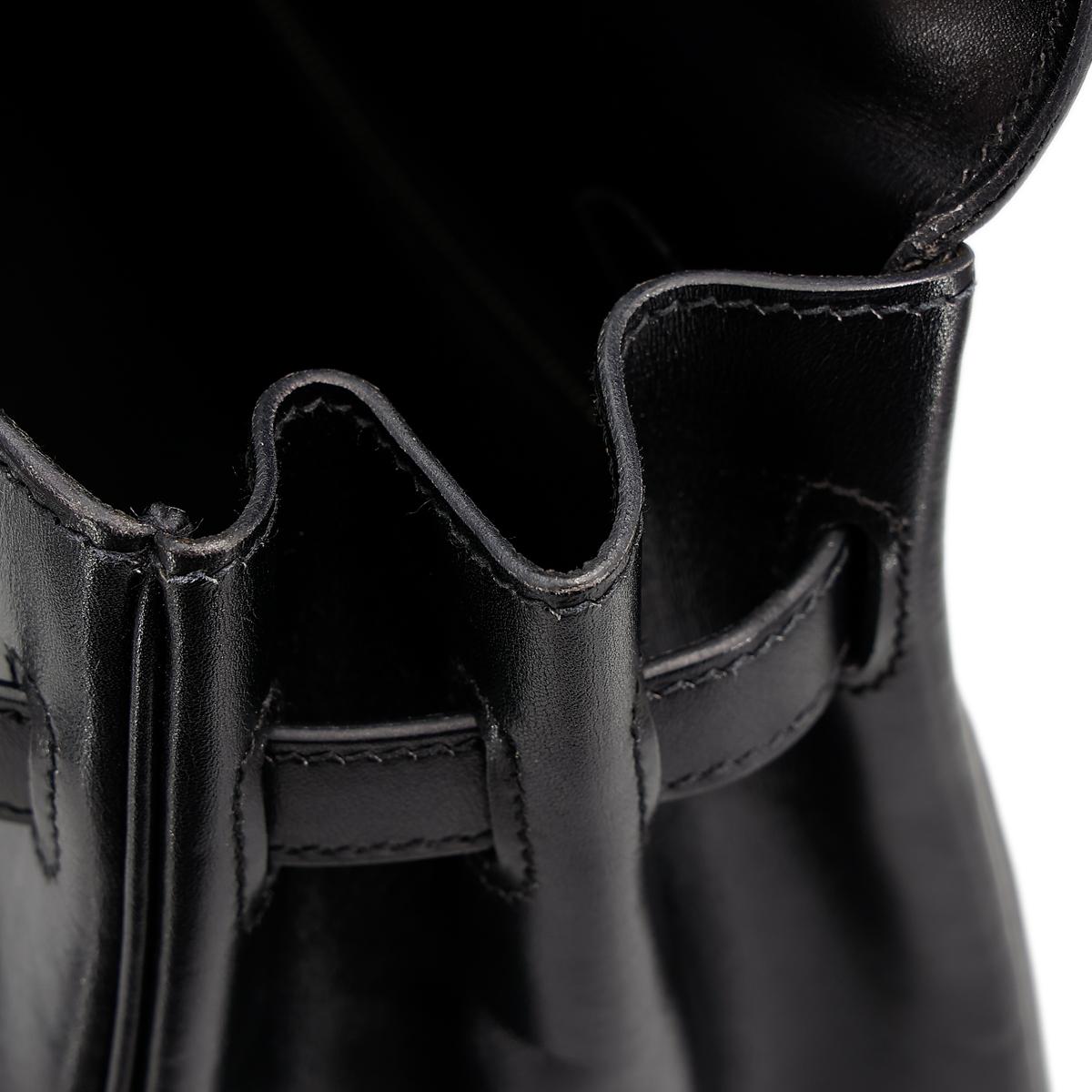 HERMÈS Limited Edition So Black Kelly 35 handbag in Black Box calfskin with Black hardware - 25