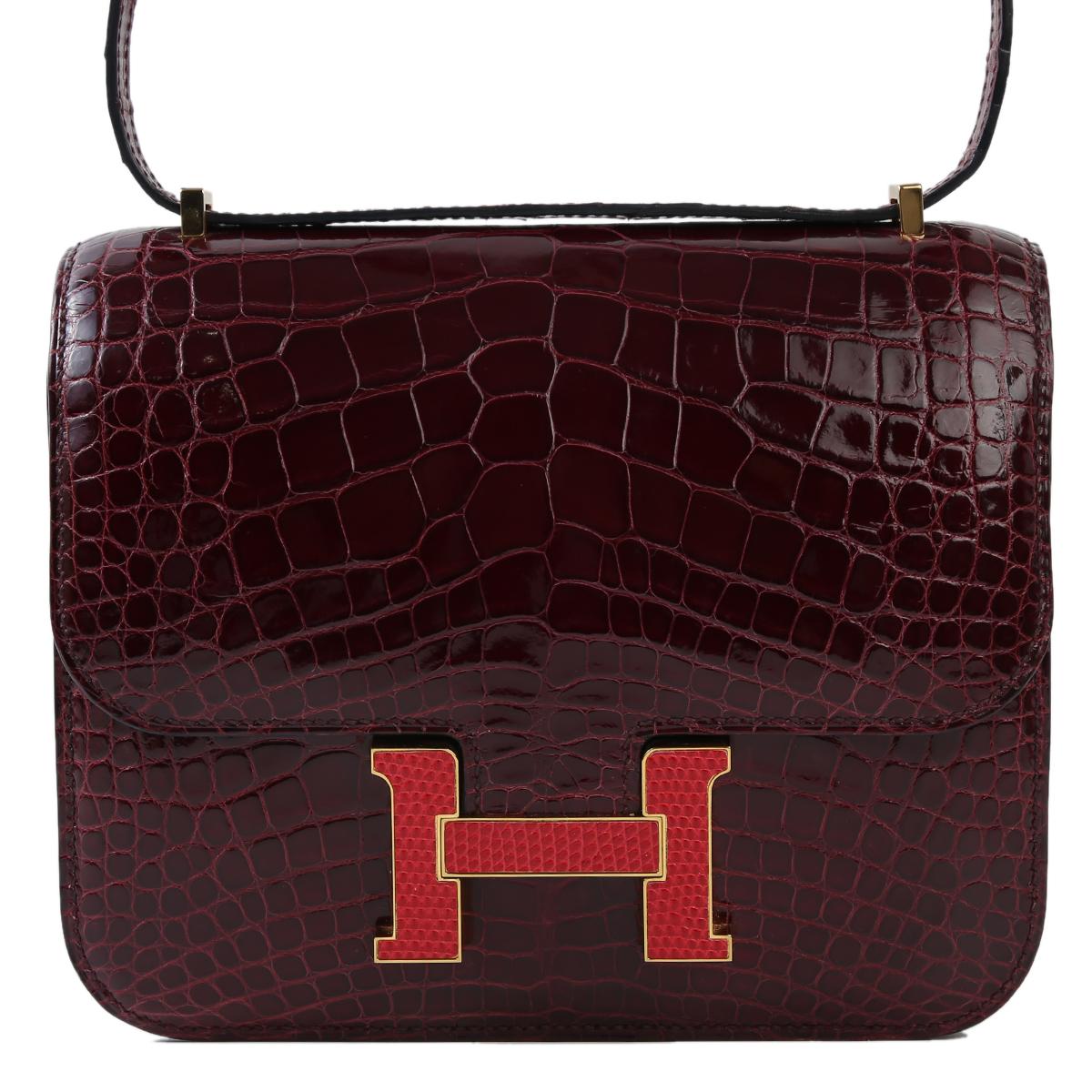 Very Good ( Rank A) HERMÈS Constance Mini Bourgogne (F5) Shiny Alligator Other A (2017) - 1
