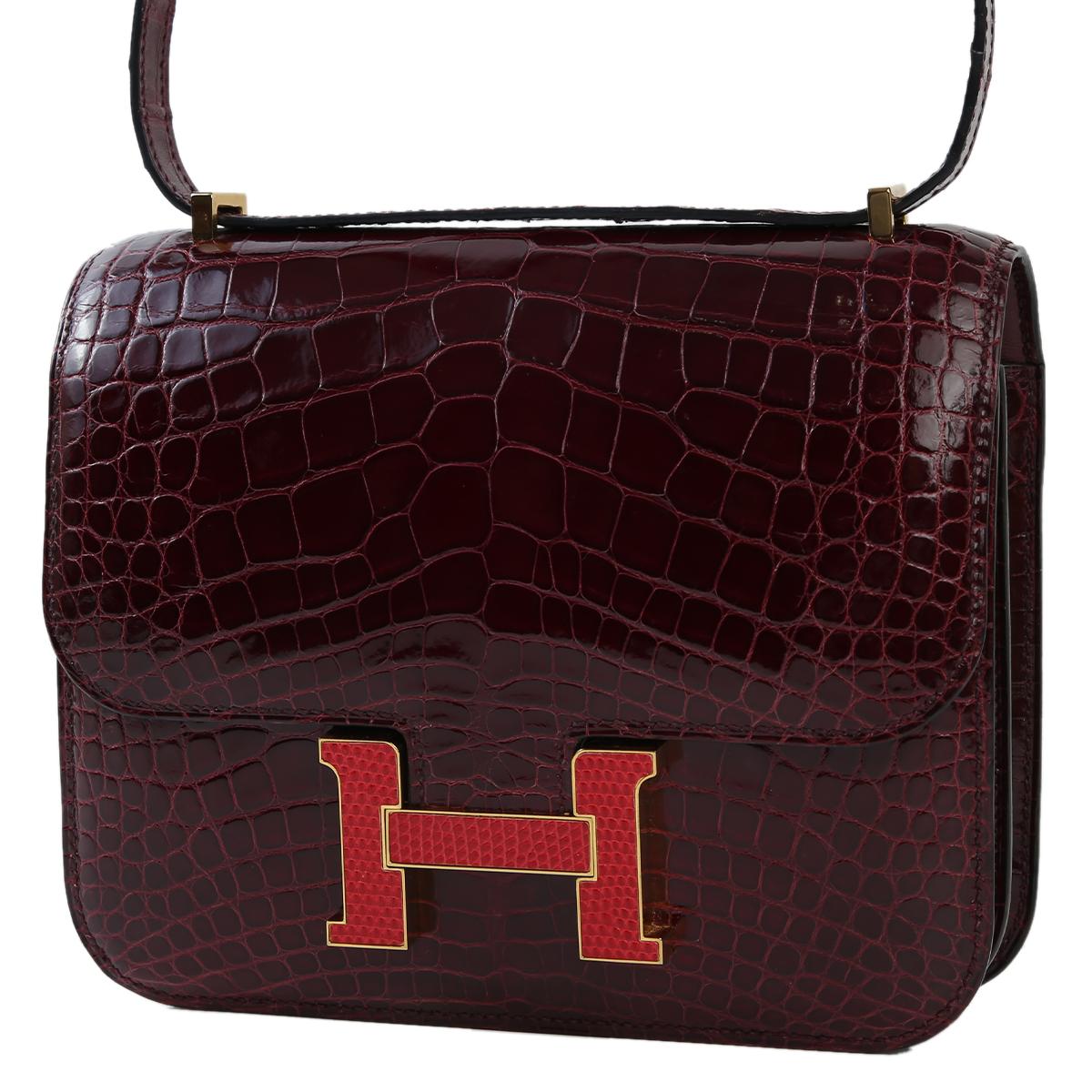 Very Good ( Rank A) HERMÈS Constance Mini Bourgogne (F5) Shiny Alligator Other A (2017) - 2