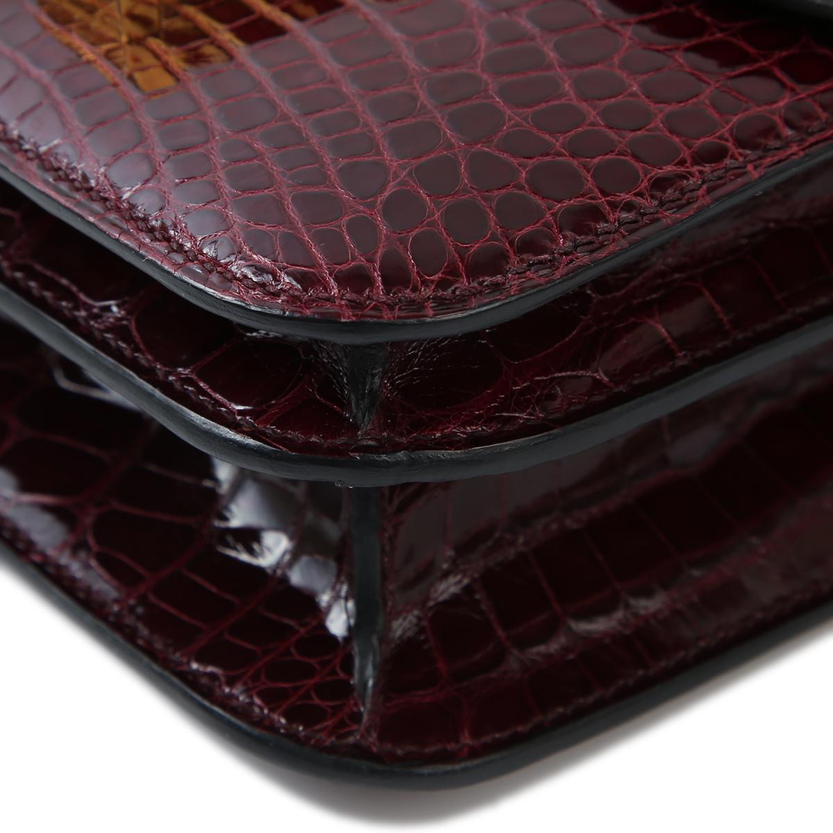 Very Good ( Rank A) HERMÈS Constance Mini Bourgogne (F5) Shiny Alligator Other A (2017) - 7