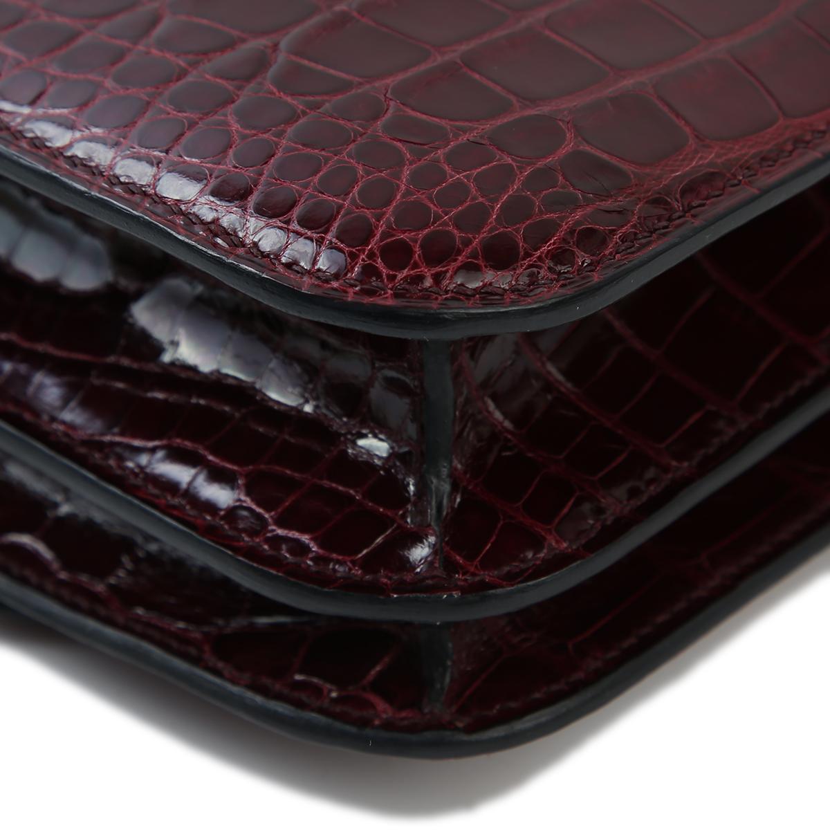 Very Good ( Rank A) HERMÈS Constance Mini Bourgogne (F5) Shiny Alligator Other A (2017) - 9