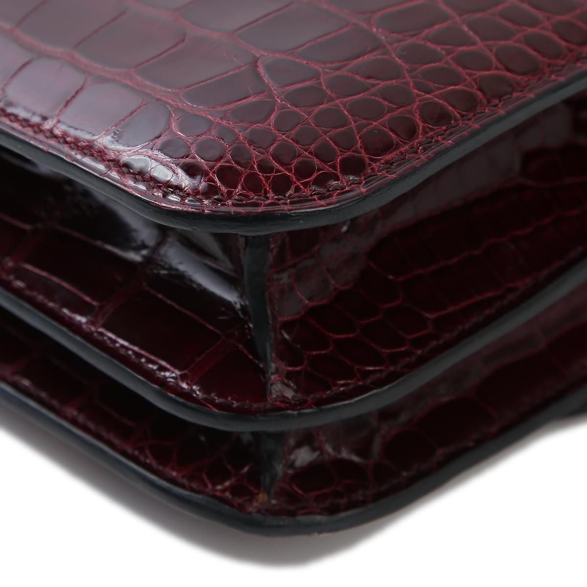 Very Good ( Rank A) HERMÈS Constance Mini Bourgogne (F5) Shiny Alligator Other A (2017) - 8