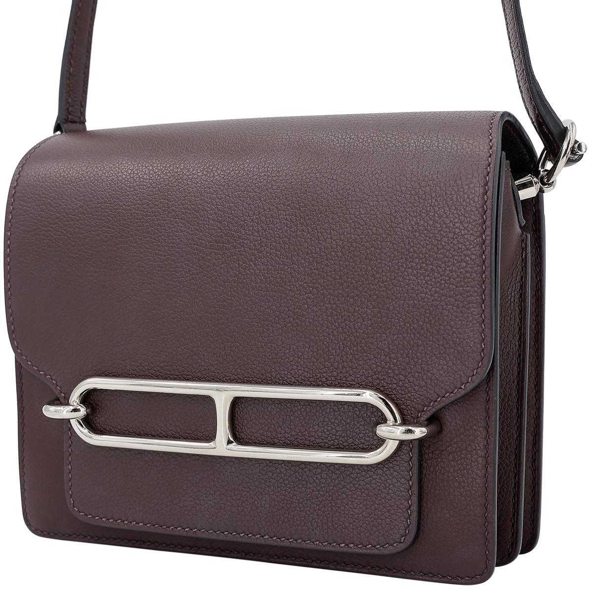 HERMÈS Verso Roulis Mini shoulder bag in Rouge Sellier Evercolor leather with Blue Marine interior and Palladium hardware - 2