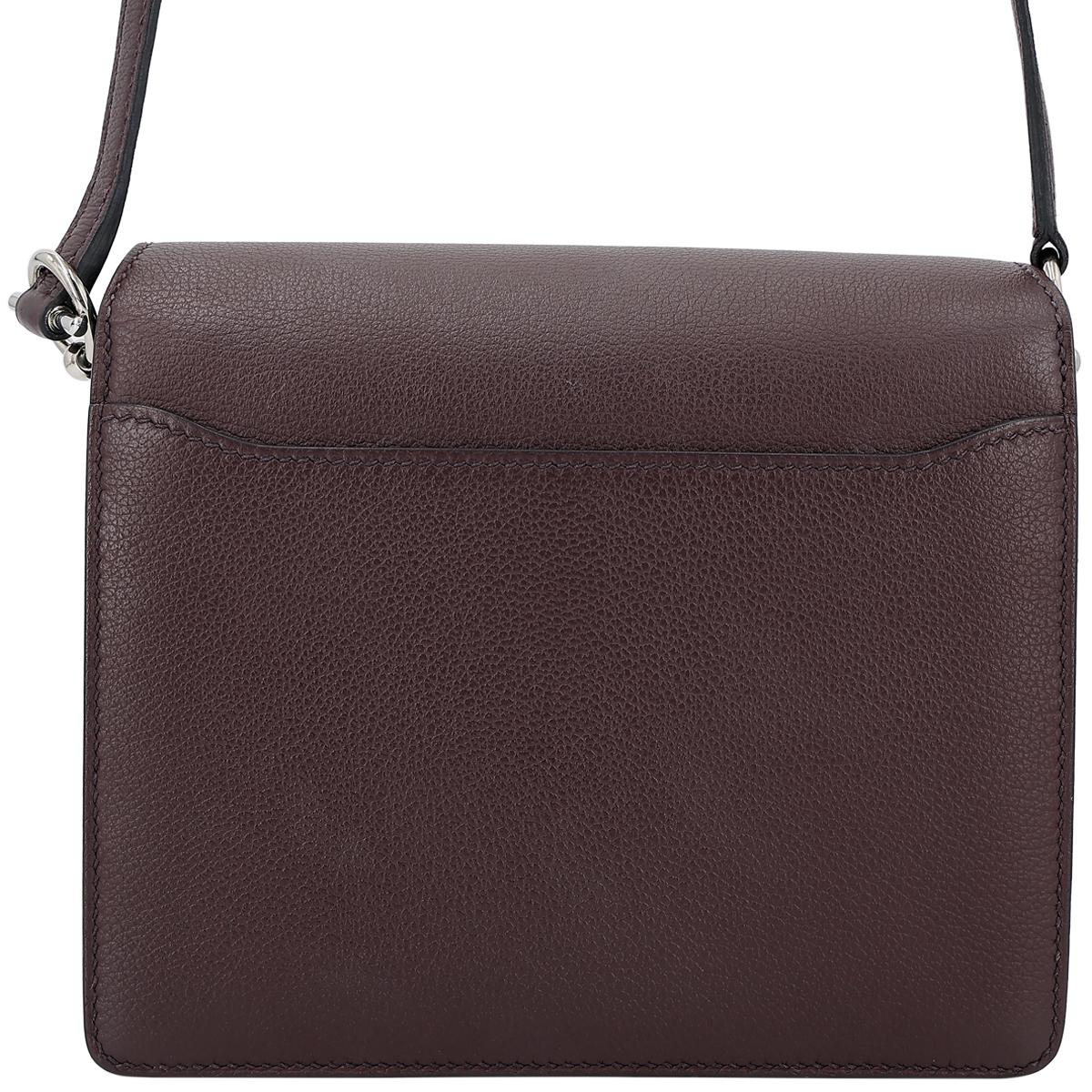 HERMÈS Verso Roulis Mini shoulder bag in Rouge Sellier Evercolor leather with Blue Marine interior and Palladium hardware - 3