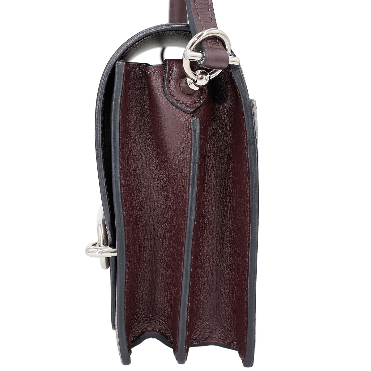 HERMÈS Verso Roulis Mini shoulder bag in Rouge Sellier Evercolor leather with Blue Marine interior and Palladium hardware - 4