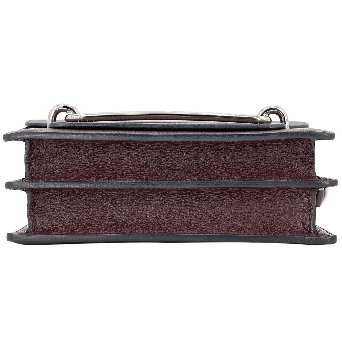 HERMÈS Verso Roulis Mini shoulder bag in Rouge Sellier Evercolor leather with Blue Marine interior and Palladium hardware - 7