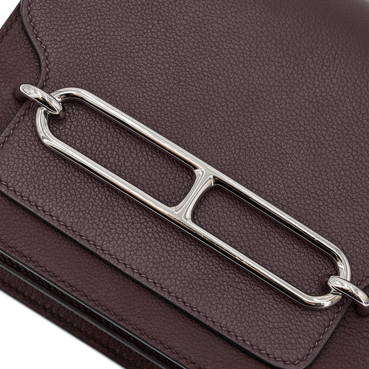 HERMÈS Verso Roulis Mini shoulder bag in Rouge Sellier Evercolor leather with Blue Marine interior and Palladium hardware - 14