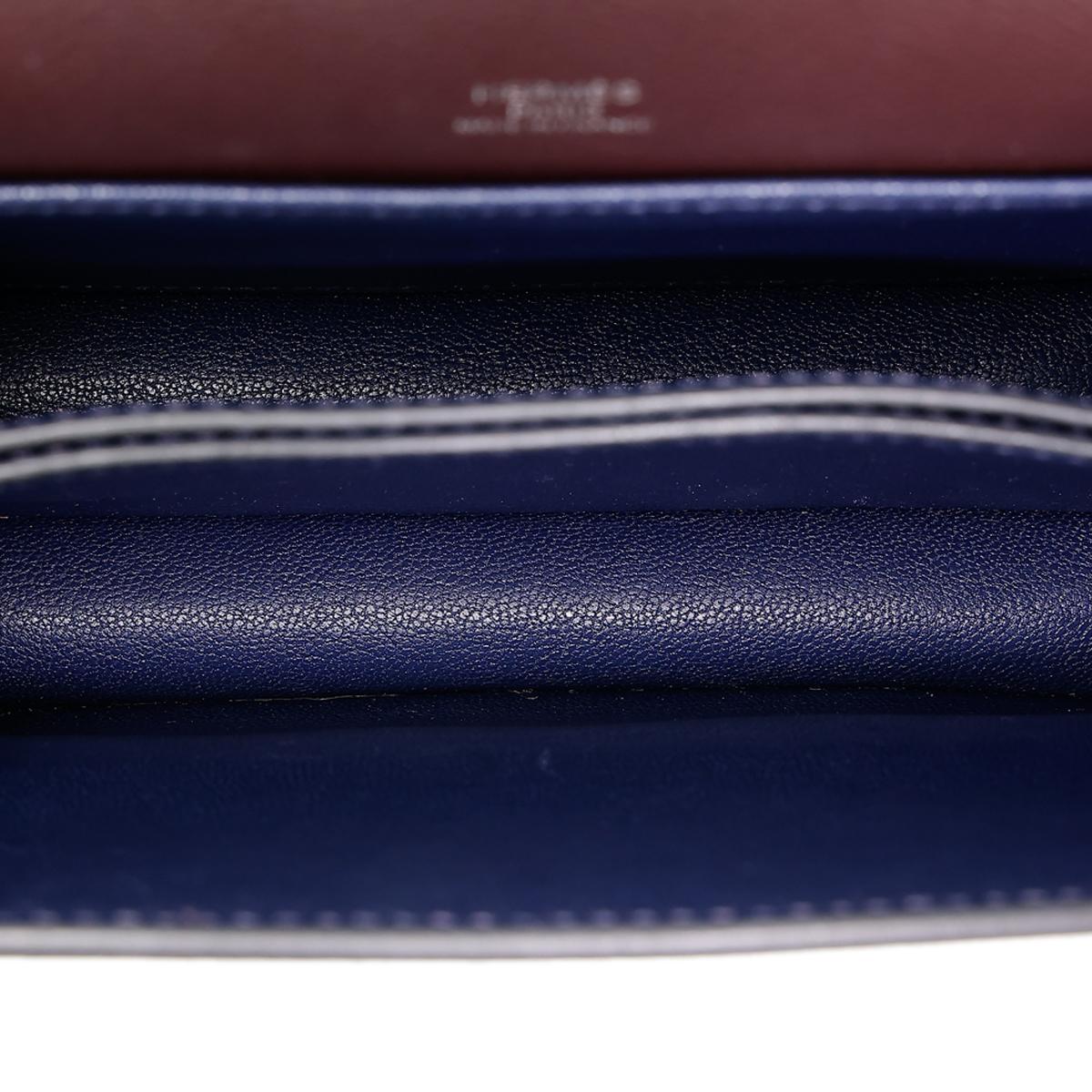 HERMÈS Verso Roulis Mini shoulder bag in Rouge Sellier Evercolor leather with Blue Marine interior and Palladium hardware - 18
