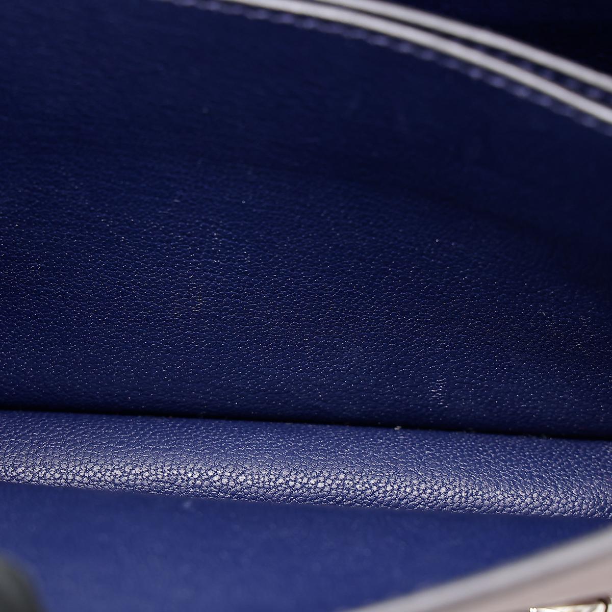 HERMÈS Verso Roulis Mini shoulder bag in Rouge Sellier Evercolor leather with Blue Marine interior and Palladium hardware - 20