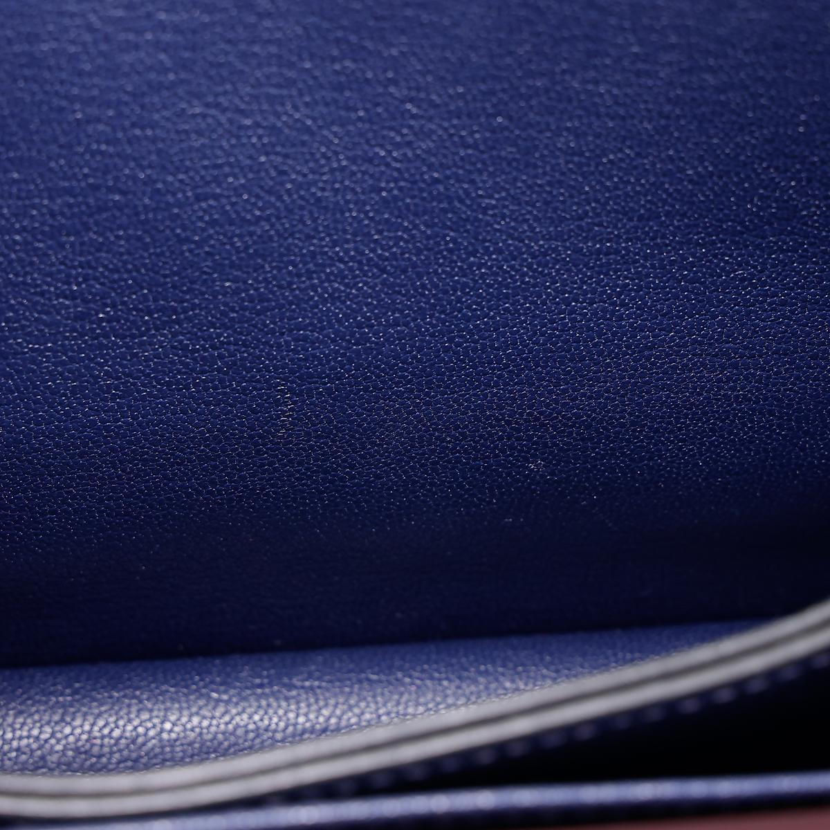 HERMÈS Verso Roulis Mini shoulder bag in Rouge Sellier Evercolor leather with Blue Marine interior and Palladium hardware - 22