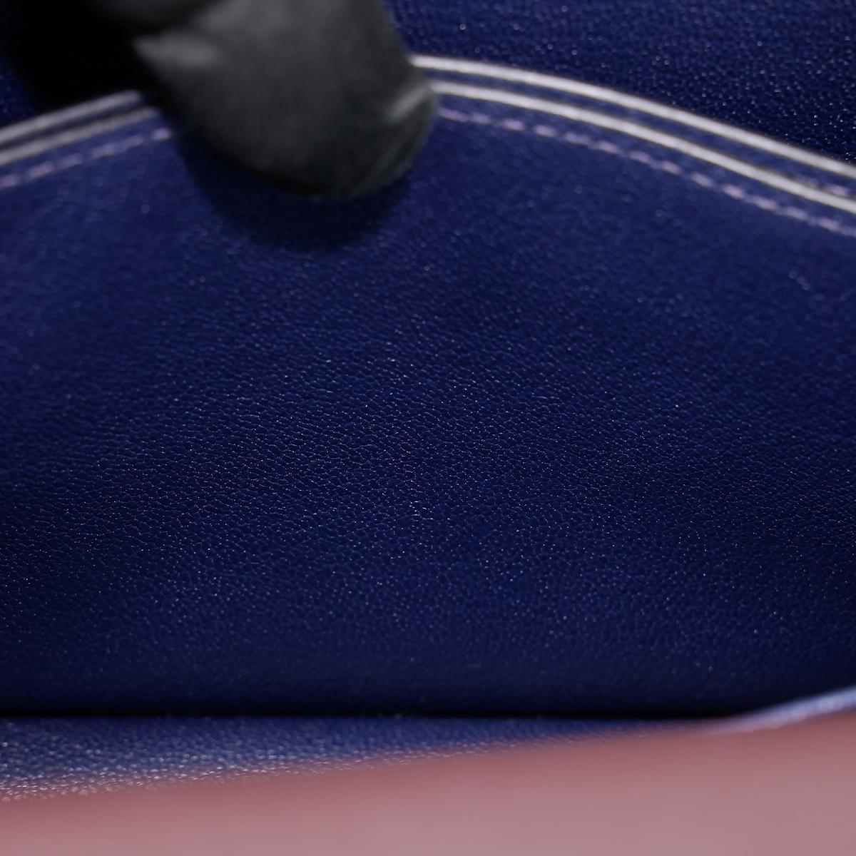 HERMÈS Verso Roulis Mini shoulder bag in Rouge Sellier Evercolor leather with Blue Marine interior and Palladium hardware - 21