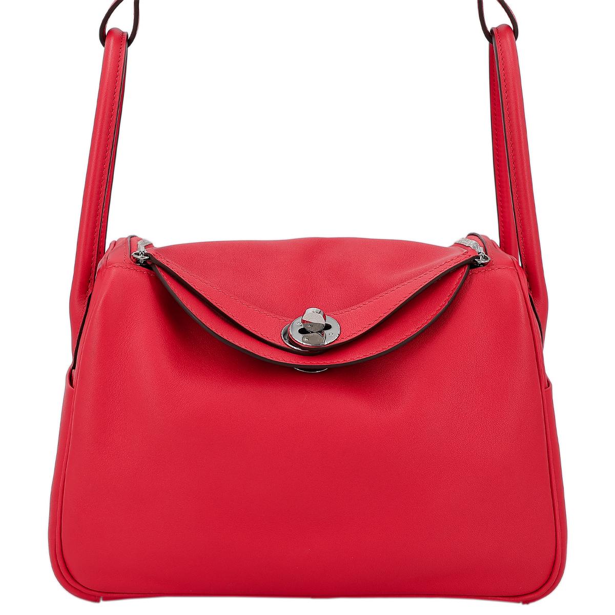 Very Good ( Rank A) HERMÈS Lindy 26 shoulder bag in Rouge de Coeur and Rouge Piment Swift leather with Palladium hardware - 1