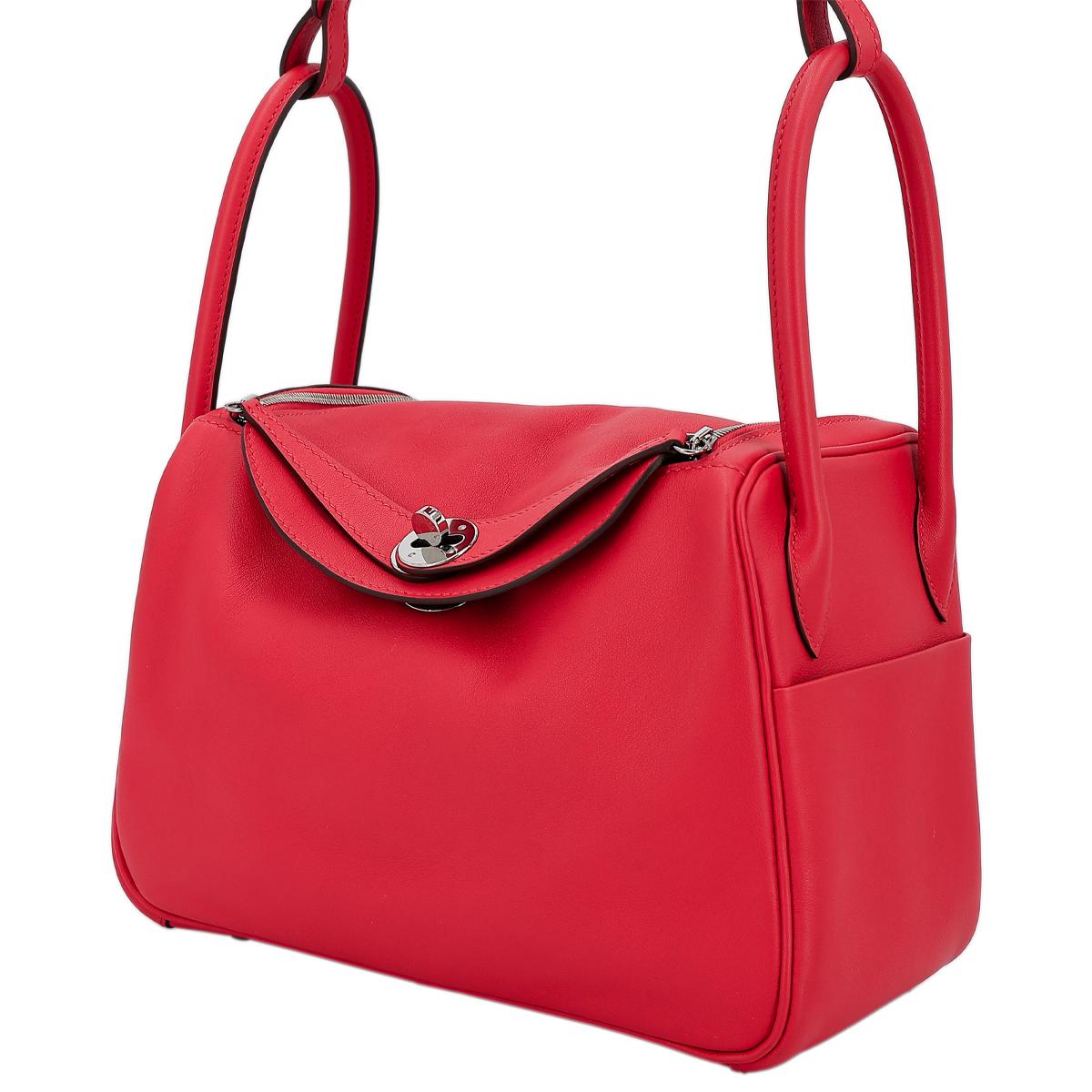Very Good ( Rank A) HERMÈS Lindy 26 shoulder bag in Rouge de Coeur and Rouge Piment Swift leather with Palladium hardware - 2