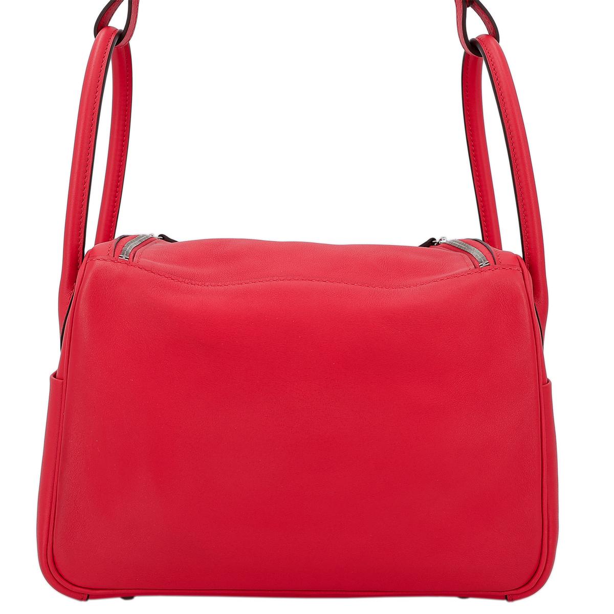 Very Good ( Rank A) HERMÈS Lindy 26 shoulder bag in Rouge de Coeur and Rouge Piment Swift leather with Palladium hardware - 3