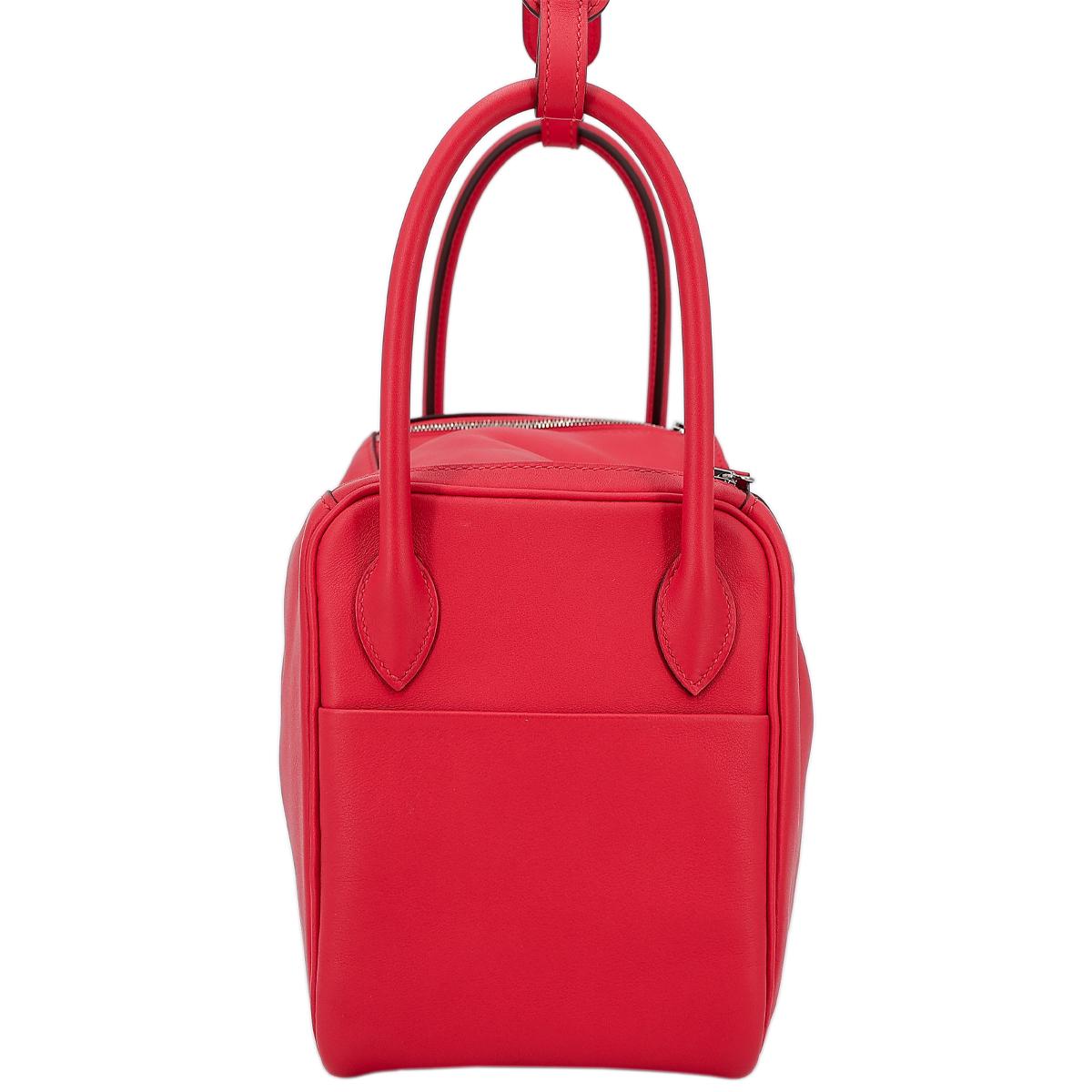 Very Good ( Rank A) HERMÈS Lindy 26 shoulder bag in Rouge de Coeur and Rouge Piment Swift leather with Palladium hardware - 4