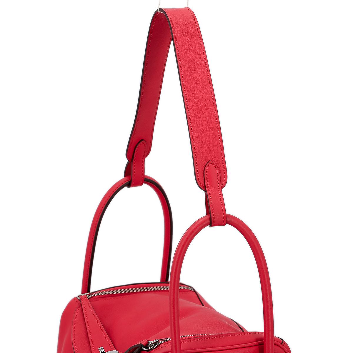 Very Good ( Rank A) HERMÈS Lindy 26 shoulder bag in Rouge de Coeur and Rouge Piment Swift leather with Palladium hardware - 6