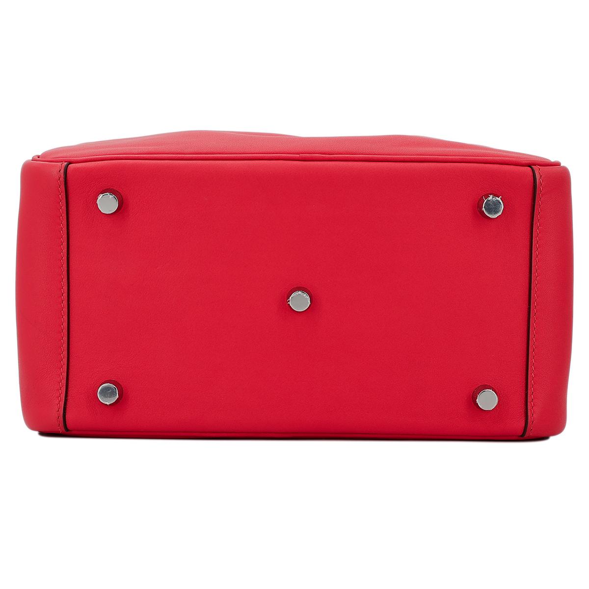 Very Good ( Rank A) HERMÈS Lindy 26 shoulder bag in Rouge de Coeur and Rouge Piment Swift leather with Palladium hardware - 8