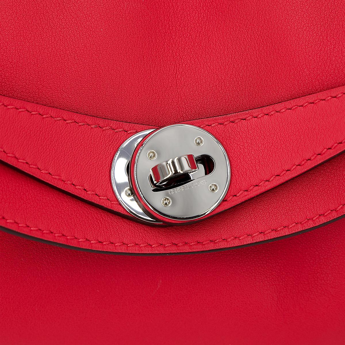 Very Good ( Rank A) HERMÈS Lindy 26 shoulder bag in Rouge de Coeur and Rouge Piment Swift leather with Palladium hardware - 14
