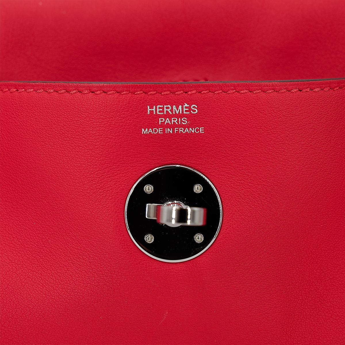 Very Good ( Rank A) HERMÈS Lindy 26 shoulder bag in Rouge de Coeur and Rouge Piment Swift leather with Palladium hardware - 18