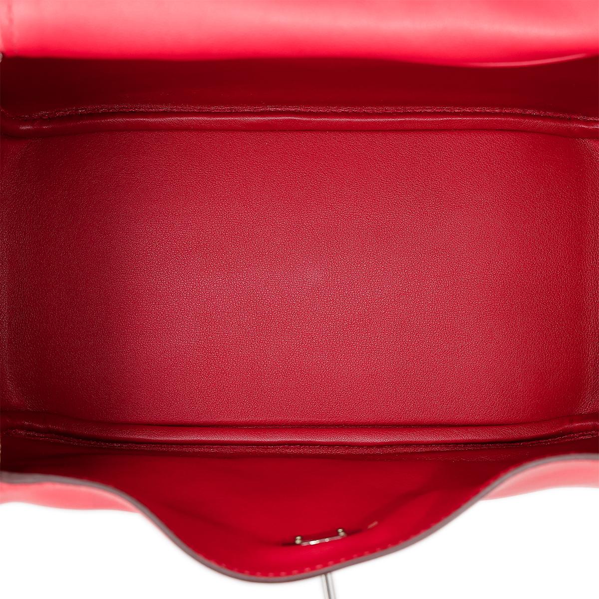 Very Good ( Rank A) HERMÈS Lindy 26 shoulder bag in Rouge de Coeur and Rouge Piment Swift leather with Palladium hardware - 20