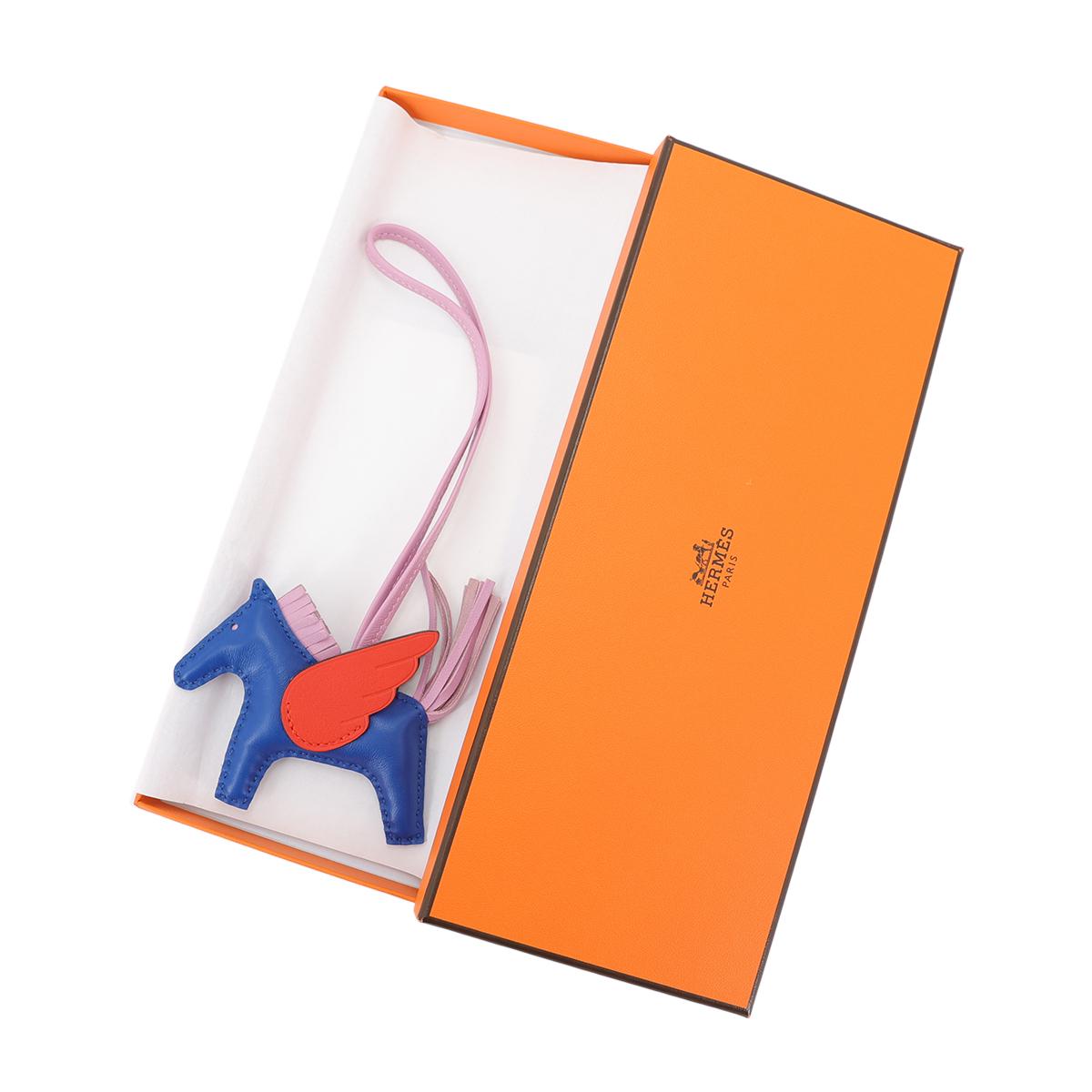 HERMÈS Rodeo Pegase PM in Blue France, Capucine and Mauve Sylvestre Agneau leather - 9
