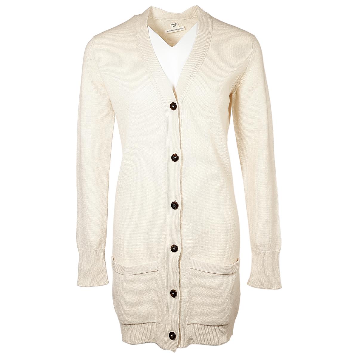 Cardigan Long Sellier Button White