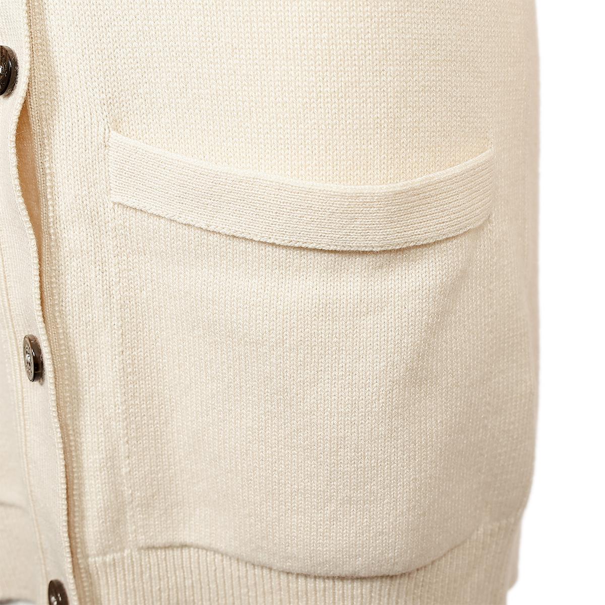HERMÈS Cardigan Long Sellier Button in White Cashmere - 5