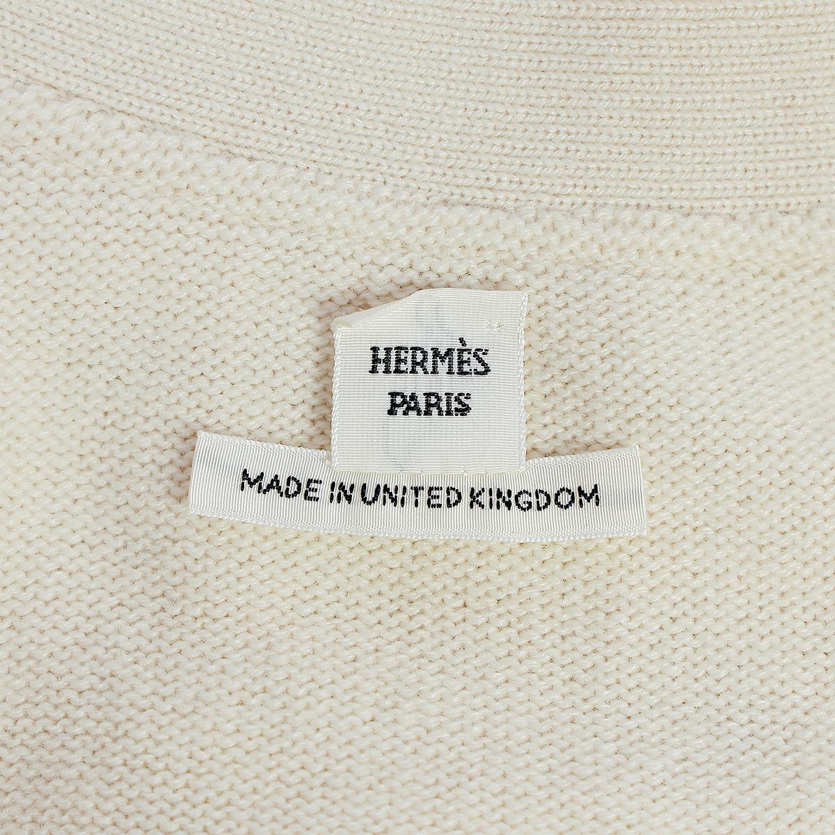 HERMÈS Cardigan Long Sellier Button in White Cashmere - 3