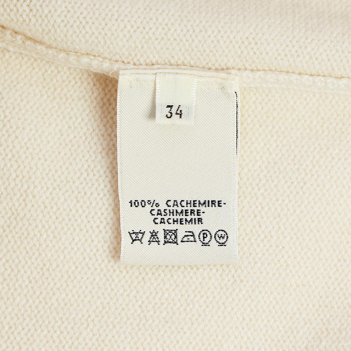 HERMÈS Cardigan Long Sellier Button in White Cashmere - 6