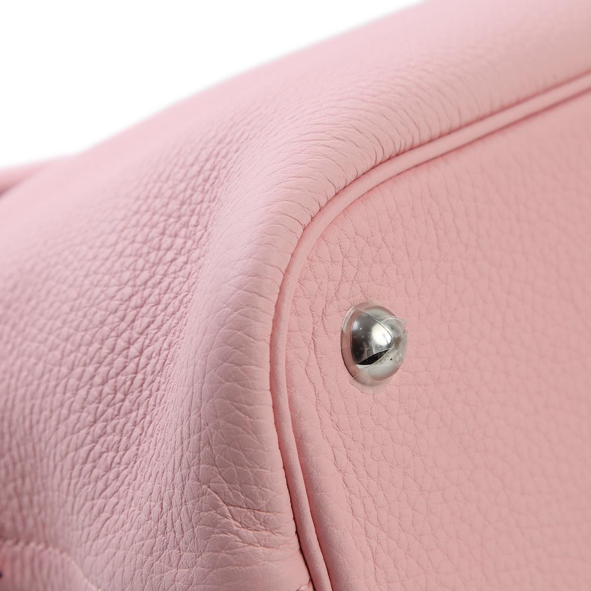 HERMÈS Verso Bolide 31 crossbody bag in Rose Sakura Clemence leather with Nata interior Brushed Palladium hardware - 8