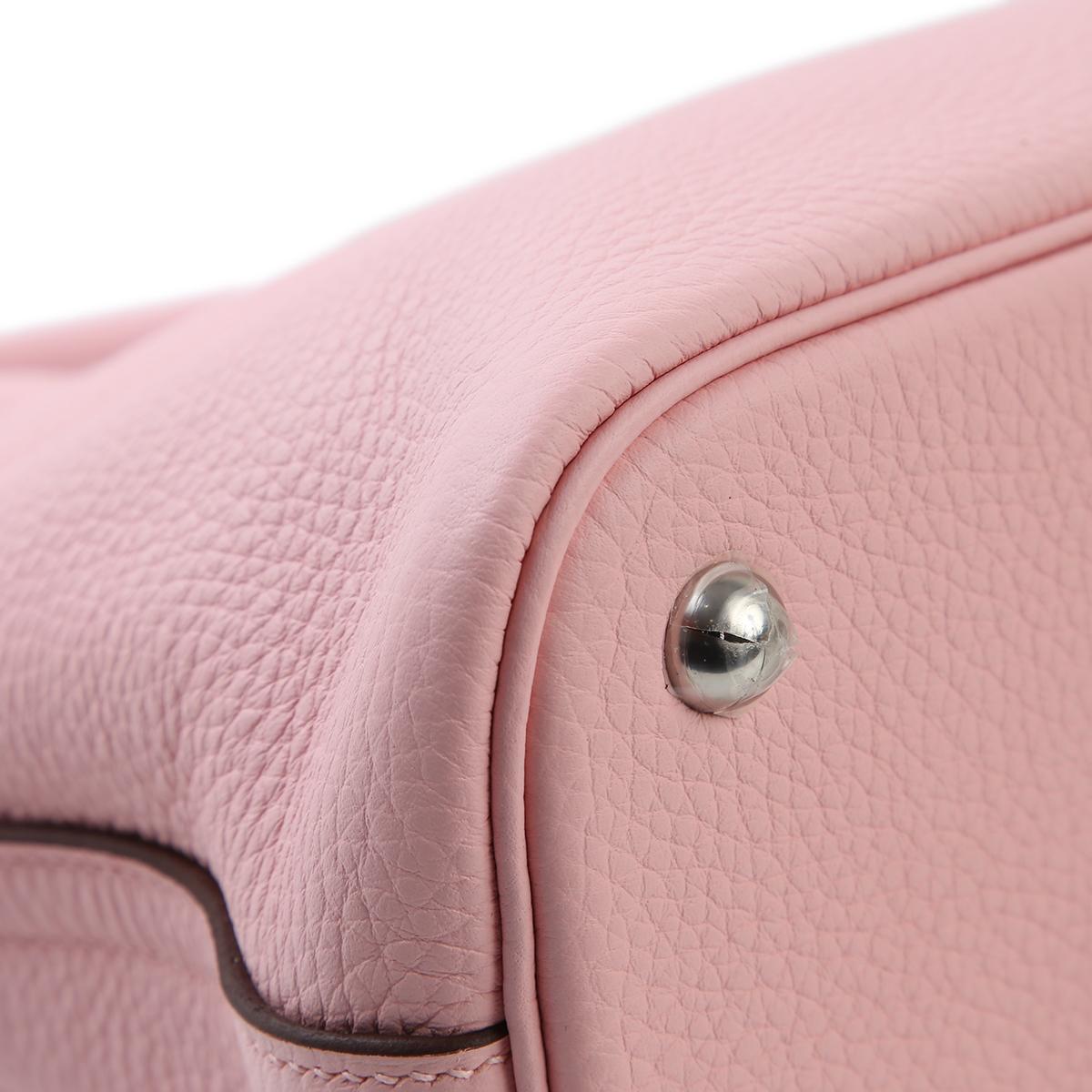 HERMÈS Verso Bolide 31 crossbody bag in Rose Sakura Clemence leather with Nata interior Brushed Palladium hardware - 10