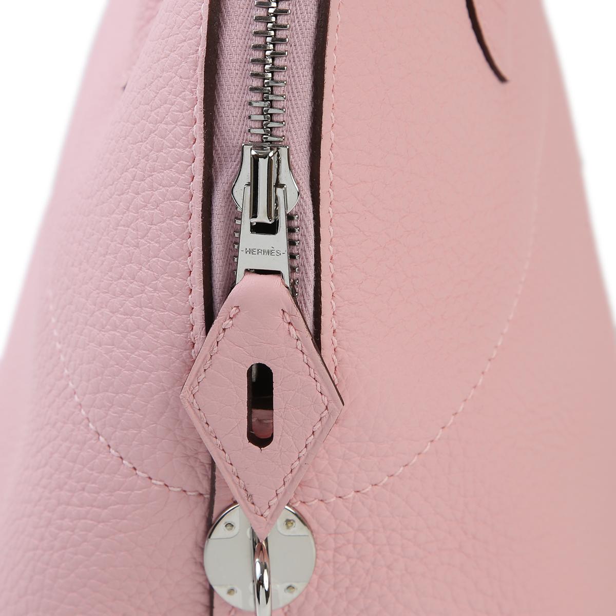 HERMÈS Verso Bolide 31 crossbody bag in Rose Sakura Clemence leather with Nata interior Brushed Palladium hardware - 12
